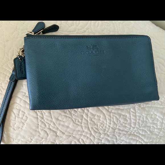 Coach Double Zip Wallet - teal